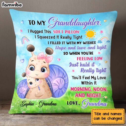 Personalized Gift for Granddaughter Little Cute Snail Pillow