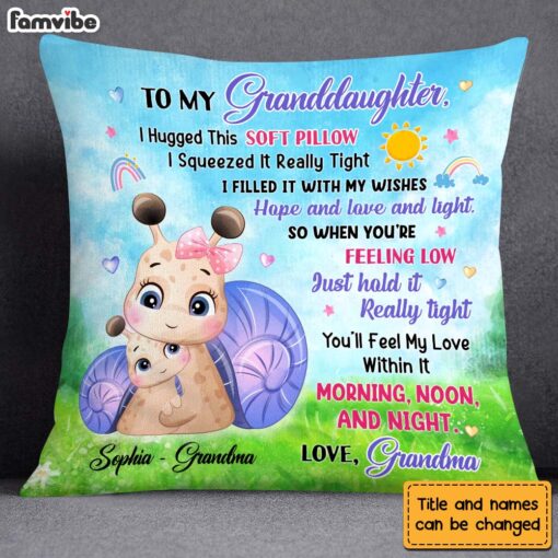 Personalized Gift for Granddaughter Little Cute Snail Pillow