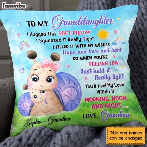 Personalized Gift for Granddaughter Little Cute Snail Pillow