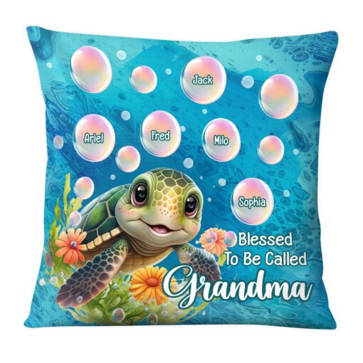 Personalized Gift for Grandma Blessed To Be Called Grandma Sea Turtle Pillow