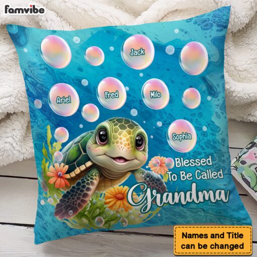 Personalized Gift for Grandma Blessed To Be Called Grandma Sea Turtle Pillow