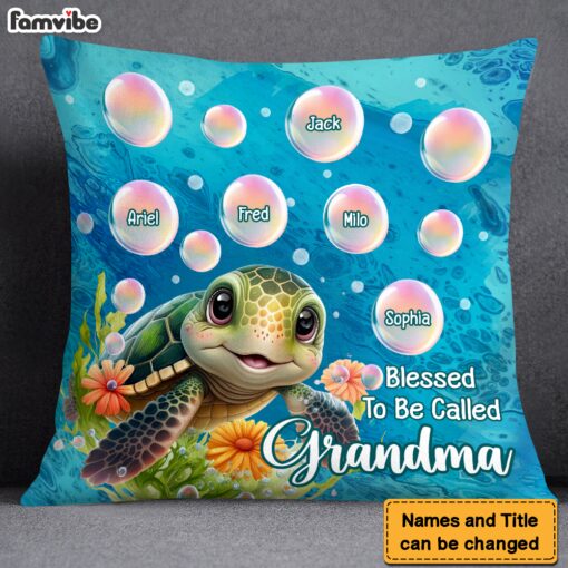 Personalized Gift for Grandma Blessed To Be Called Grandma Sea Turtle Pillow