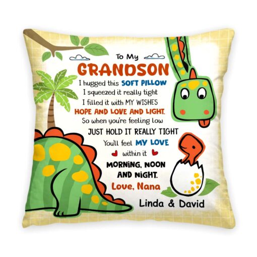 Personalized Gift for grandson Dinosaur Hug this Pillow