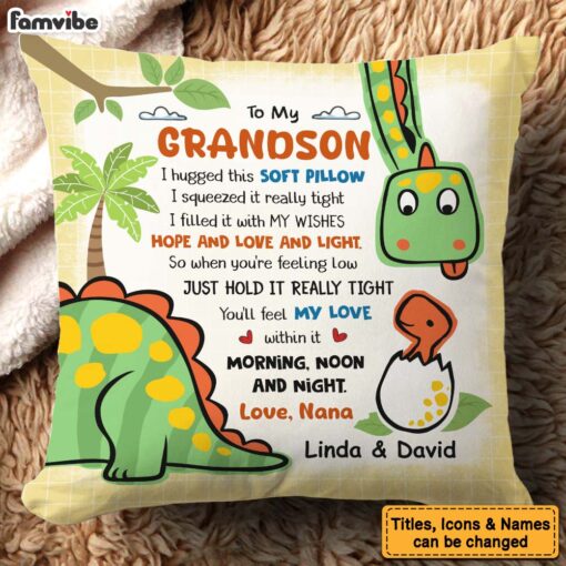 Personalized Gift for grandson Dinosaur Hug this Pillow