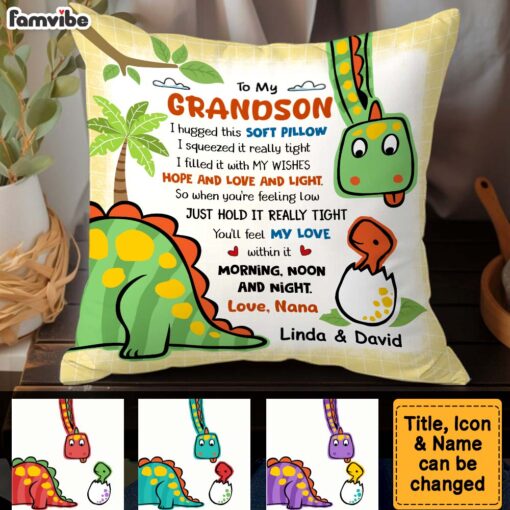 Personalized Gift for grandson Dinosaur Hug this Pillow