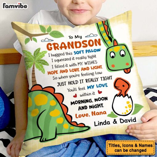 Personalized Gift for grandson Dinosaur Hug this Pillow