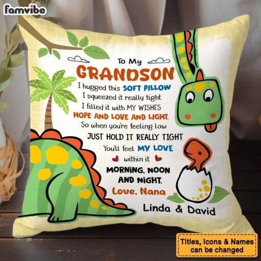 Personalized Gift for grandson Dinosaur Hug this Pillow