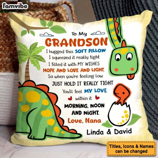 Personalized Gift for grandson Dinosaur Hug this Pillow