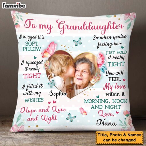 Personalized Gifts For Granddaughter Hug This Photo Pillow