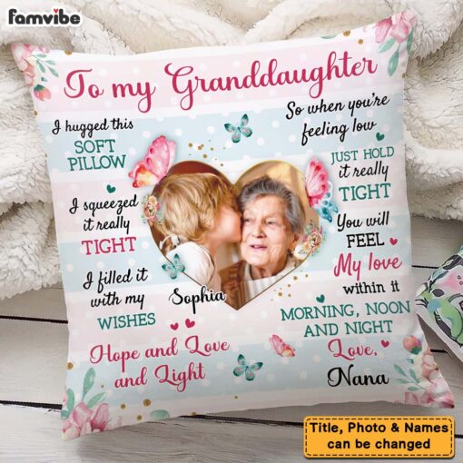 Personalized Gifts For Granddaughter Hug This Photo Pillow