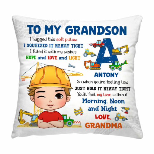 Personalized Gifts For Grandson Hug This Construction Machines Pillow