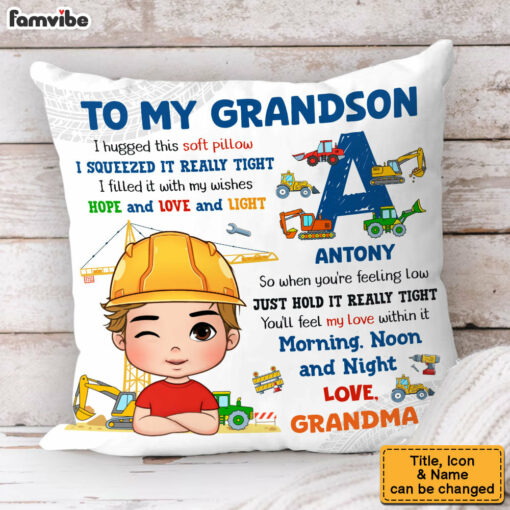 Personalized Gifts For Grandson Hug This Construction Machines Pillow