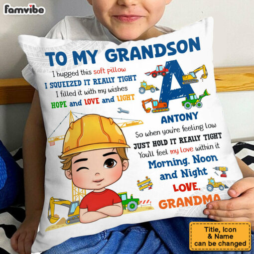 Personalized Gifts For Grandson Hug This Construction Machines Pillow