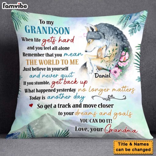 Personalized Gifts For Grandson Wolf You Can Do It Pillow