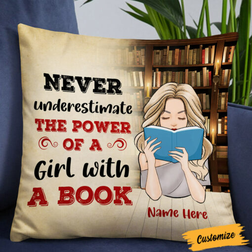 Personalized Girl Book Lover Pillow