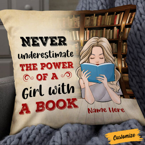 Personalized Girl Book Lover Pillow