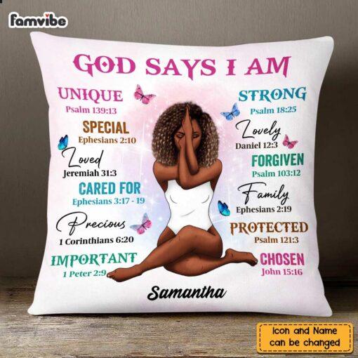 Personalized Girl God Says I Am Pillow