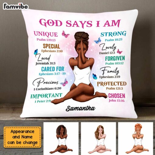 Personalized Girl God Says I Am Pillow