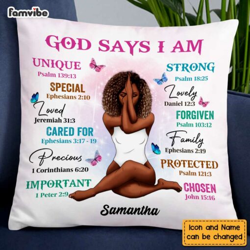 Personalized Girl God Says I Am Pillow