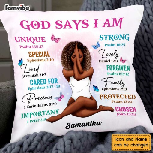 Personalized Girl God Says I Am Pillow