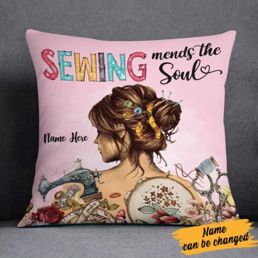 Personalized Girl Love Sewing Pillow