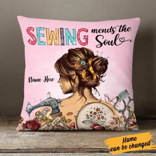 Personalized Girl Love Sewing Pillow