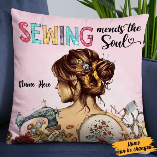 Personalized Girl Love Sewing Pillow