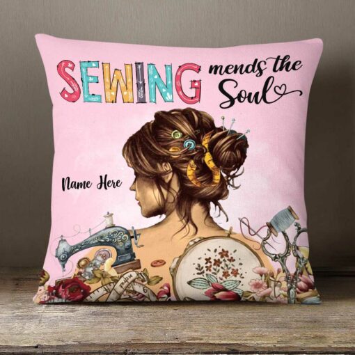 Personalized Girl Love Sewing Pillow