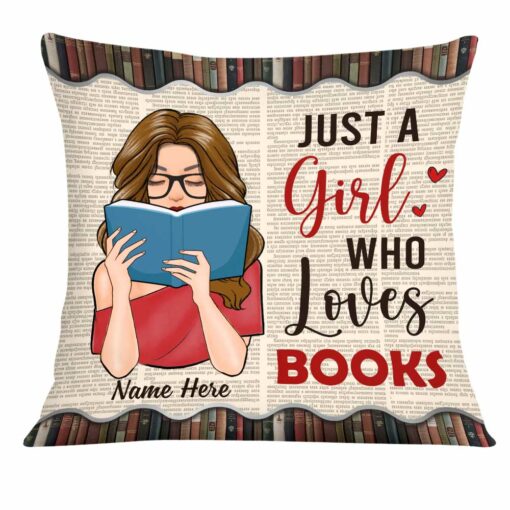 Personalized Girl Loves Books Pillow