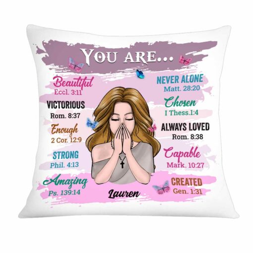 Personalized Girl You Are Beautiful Bible Verse Pillow