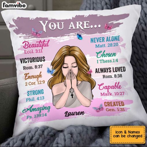 Personalized Girl You Are Beautiful Bible Verse Pillow