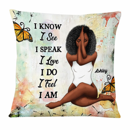 Personalized Girl Zen Meditation I Know I See Pillow