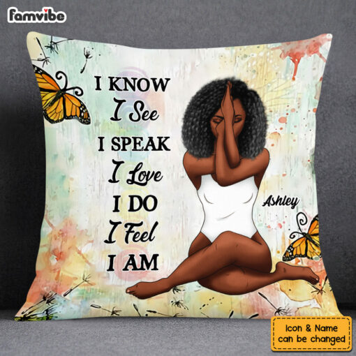 Personalized Girl Zen Meditation I Know I See Pillow