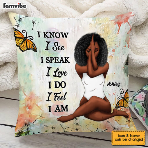 Personalized Girl Zen Meditation I Know I See Pillow