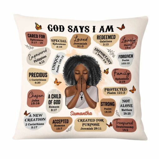 Personalized God Says I Am Bible Verse Affirmations Pillow