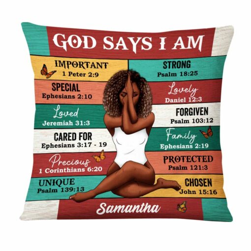 Personalized God Says I Am Bible Verse Pillow