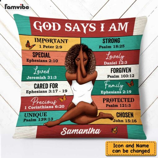 Personalized God Says I Am Bible Verse Pillow