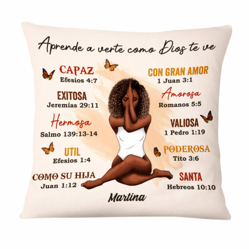 Personalized God Says I Am Spanish Bible Verses Pillow