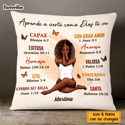 Personalized God Says I Am Spanish Bible Verses Pillow