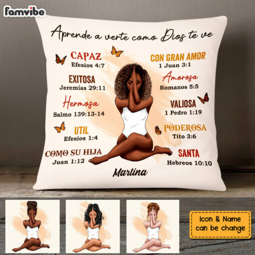 Personalized God Says I Am Spanish Bible Verses Pillow