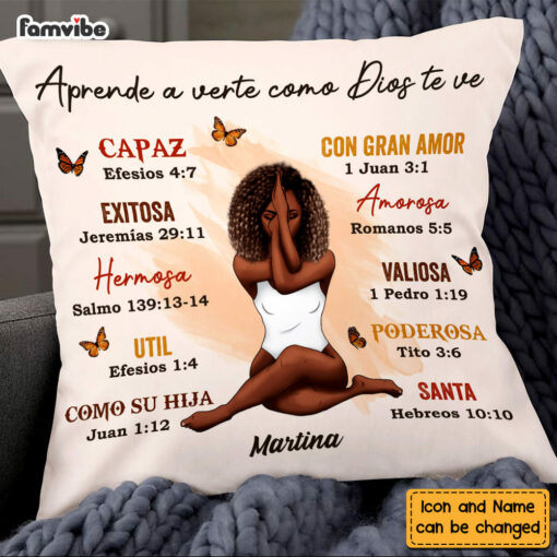 Personalized God Says I Am Spanish Bible Verses Pillow