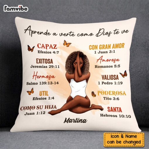 Personalized God Says I Am Spanish Bible Verses Pillow