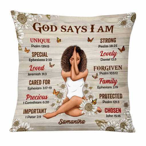 Personalized God Says I Am Sunflowers Pillow