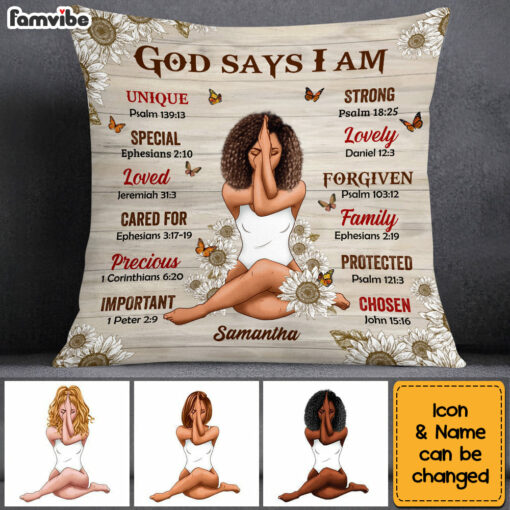 Personalized God Says I Am Sunflowers Pillow