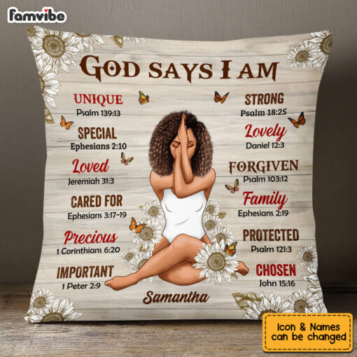 Personalized God Says I Am Sunflowers Pillow