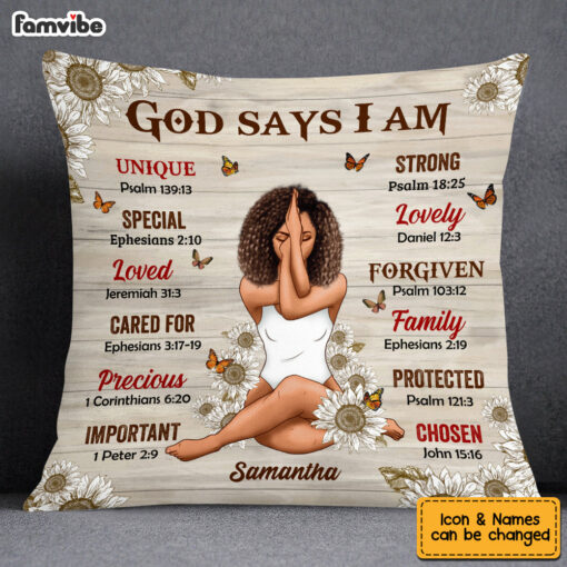 Personalized God Says I Am Sunflowers Pillow