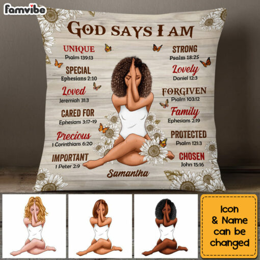 Personalized God Says I Am Sunflowers Pillow