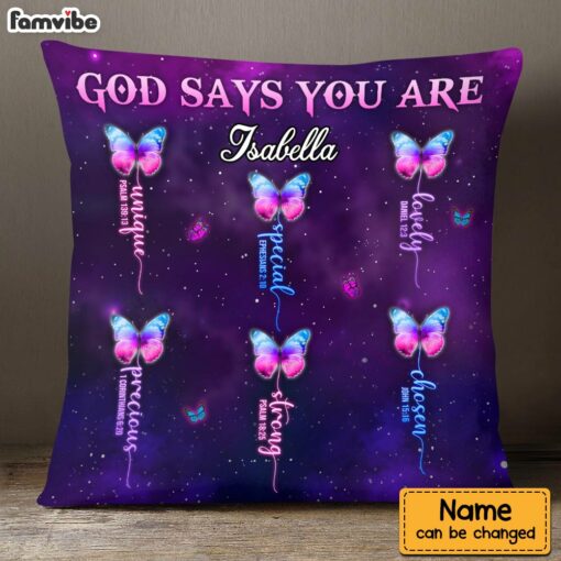 Personalized God Says You Are Butterfly Pillow