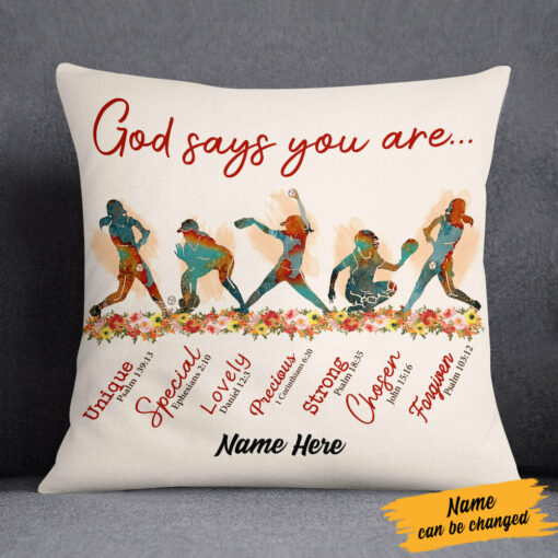 Personalized God Says You Are Softball Pillow