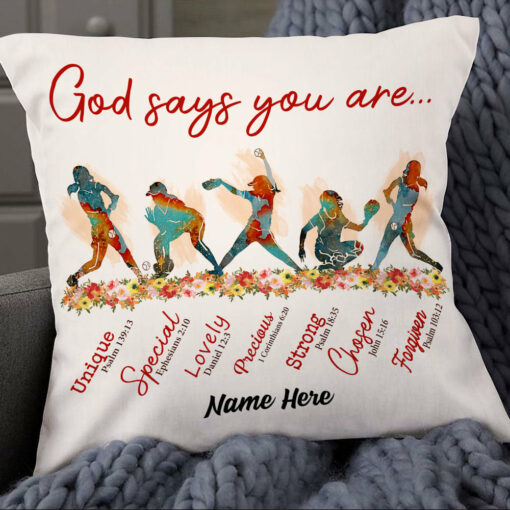 Personalized God Says You Are Softball Pillow